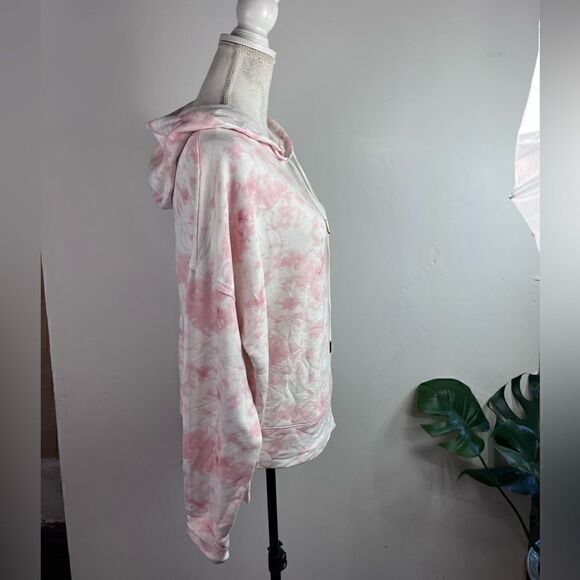 ANNE KLEIN SPORT TIE DYE PULLOVER DRAWSTRING OVERSIZED BOXY STRETCHY HOODIE L - Picture 12 of 12